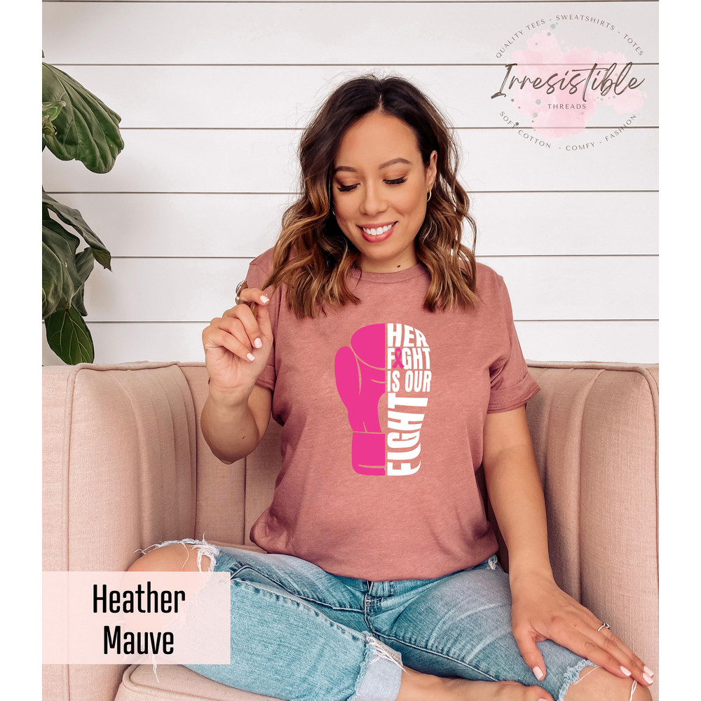 Her Fight Is Our Fight Pink Ribbon Shirt, Breast Cancer Warriors Tee, Cancer Awareness Tee, Cancer Supporters Gift, Trendy Breast Cancer Tee - 5.jpg