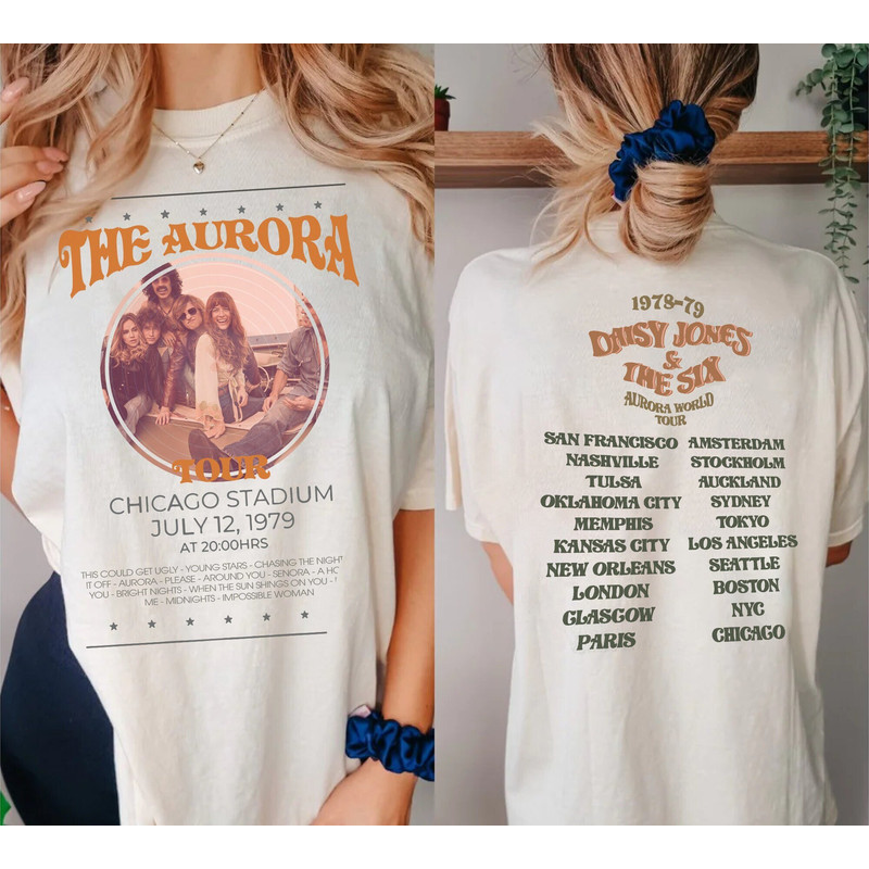 Daisy Jones & The Six Double-sided Shirt, The Aurora Tour 1978-79 Shirt, Brilliant Taylor Jenkins Reid Shirt, Aurora World Tour Tee - 1.jpg
