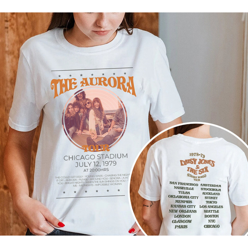 Daisy Jones & The Six Double-sided Shirt, The Aurora Tour 1978-79 Shirt, Brilliant Taylor Jenkins Reid Shirt, Aurora World Tour Tee - 2.jpg