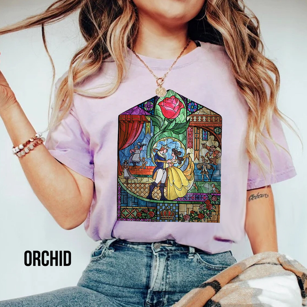 Comfort Colors Disney Beauty And The Beast Glass Rose Graphic T-Shirt, Magic Kingdom Tee, Disneyland Family T-shirt, Comfort Belle Princess - 3.jpg