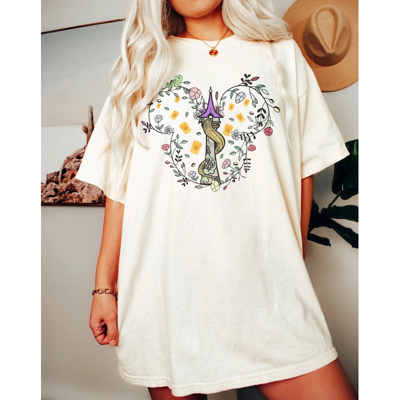 Comfort Colors Disney Castle Flower Tangled Rapunzel Floral Shirt, Aurora Shirt, Briar Rose, Fairy Godmothers Shirt,Princess Castle Shirt - 3.jpg