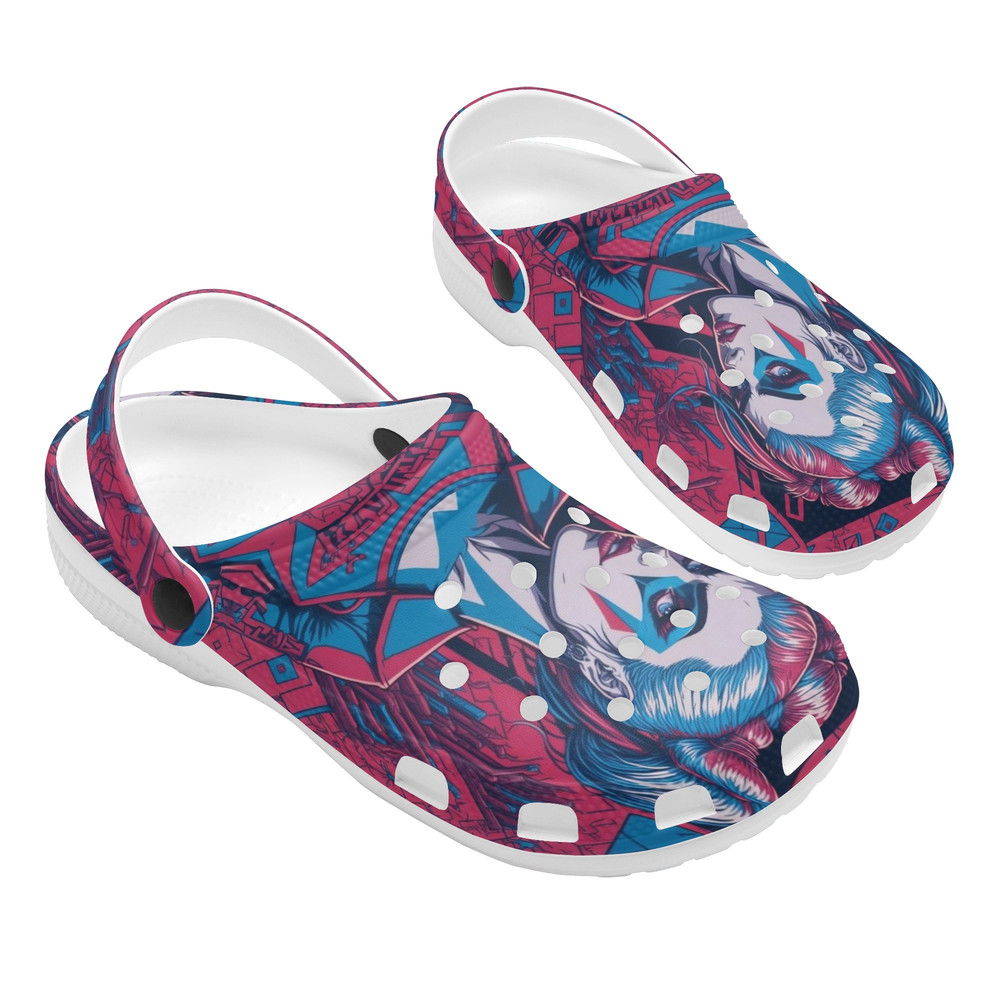 DC Harley Quinn Inspired Graffiti Style Women's Croc Clogs - Vector Art.jpg