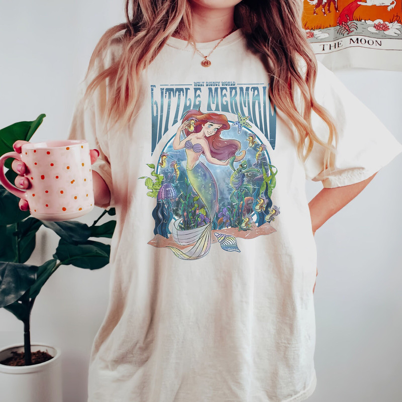Comfort Colors The Little Mermaid Princess Ariel Shirt, Disney Princess Shirt, Disney Girl Trip 2023, Disney Family Shirt, Vintage Mermaid - 1.jpg