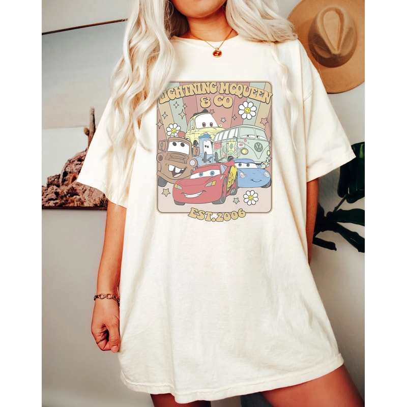 Comfort Colors® Retro Lightning Mcqueen Shirt, Disney Cars Shirt, Disney Shirt, Disney Pixar Shirt, Cars Birthday Shirt, Cars Land Shirt - 1.jpg