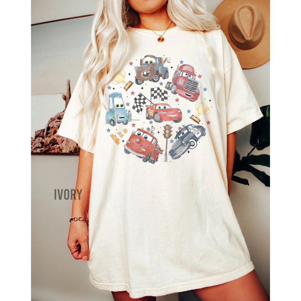 Comfort Colors® Retro Lightning Mcqueen Shirt, Disney Cars Shirt, Disney Shirt, Disney Pixar Shirt, Cars Birthday Shirt, Cars Land Shirt - 1.jpg