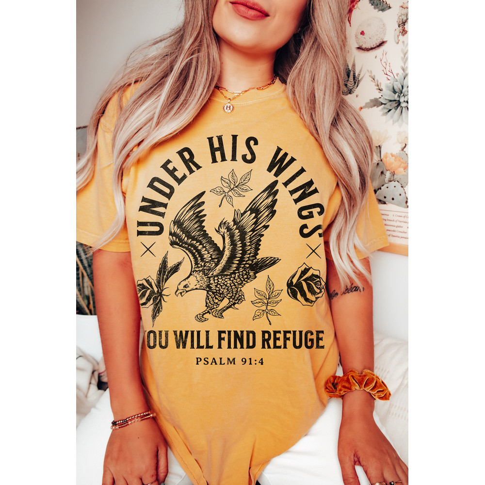 Under His Wings You Will Find Refuge Christian Homeschool Mama Shirt Gift for Her Christian Apparel Trendy Oversized Shirt God is Good Shirt - 3.jpg