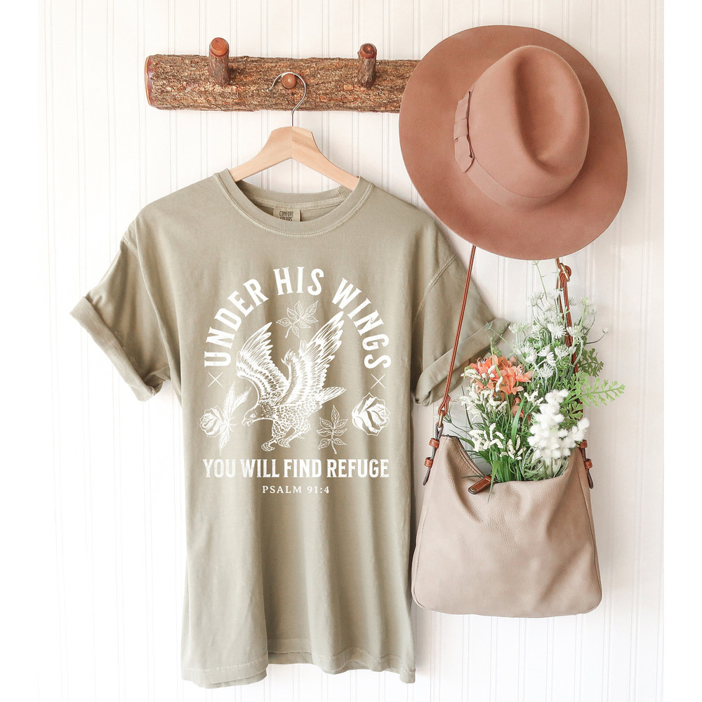 Under His Wings You Will Find Refuge Christian Homeschool Mama Shirt Gift for Her Christian Apparel Trendy Oversized Shirt God is Good Shirt - 5.jpg