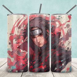 itachi naruto anime mangekyou tumbler, naruto anime skinny tumbler, naruto manga 20oz skinny tumbler, naruto tumbler