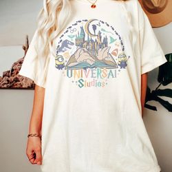 universal studios comfort color shirt, universal studio family 2023, funny castl