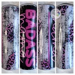 badass mama tumbler, badass mama skinny tumbler