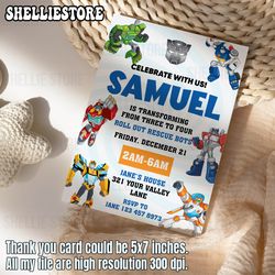 rescue bots transformers birthday invitation template, birthday party invitations, digital kids party invite
