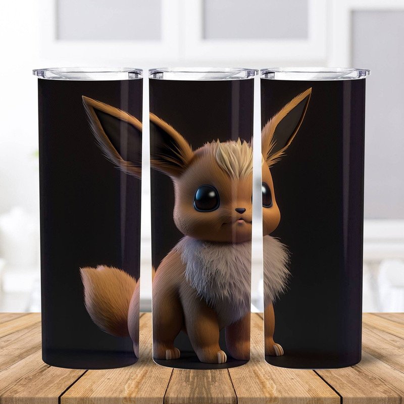 Pokemon Eevee 20 oz Skinny Tumbler Sublimation Design  Eevee Evolution Straight & Tapered 3D Tumbler Wrap  Instant Digital Download.jpg