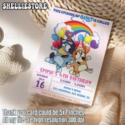 bluey birthday invitation canva invite template bluey and bingo birthday invitation editable digital invitation