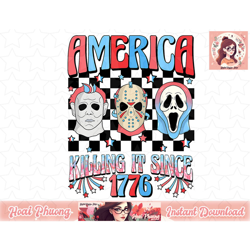 Party In The USA Retro 4th Of July Horror Independence Day png, instant download.jpg