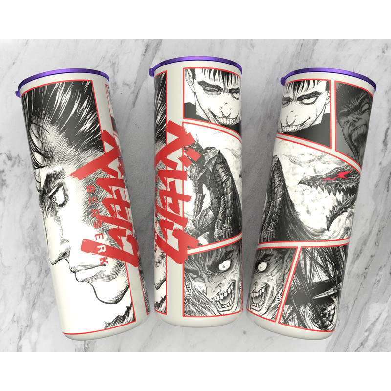 Straight 20 oz skinny tumbler anime sublimation design  manga panel design  manga collage wallpaper 300 dpi ready print  Anime wrap-1.jpg