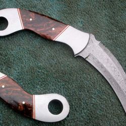 Hand Made Karambit Knife , Superior Custom Made Damascus Blade Hunting Karambit