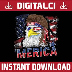 Merica Bald Eagle Mullet 4th Of July American Flag Patriotic Png, 4th of July Ealge Png, Liberty Bird, USA Eagle, Digita