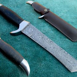 damascus tanto knife , 12" superior hand forged damascus survival tanto knife