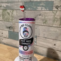 mombie claw hot mess tumbler, mombie claw hot mess skinny tumbler