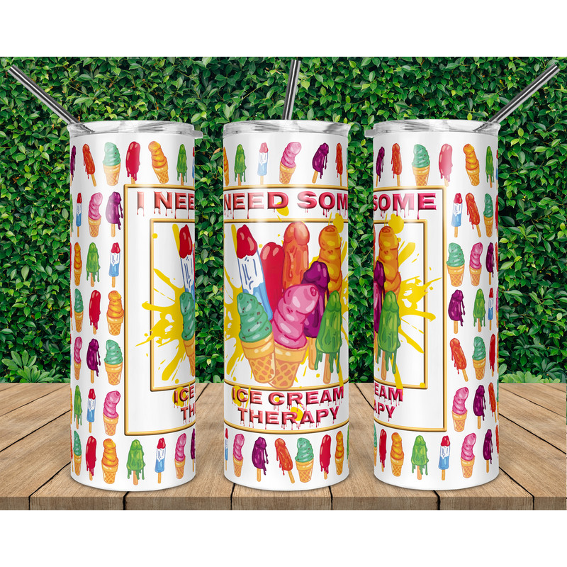 Penis Tumbler  I Need Some Ice Cream Therapy Tumbler - Tumblers.png