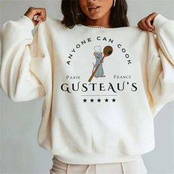 ratatouille mouse chef sweatshirt, disney pixar character vintage shirt, anyone can cook hoodie crewneck, remy paris che