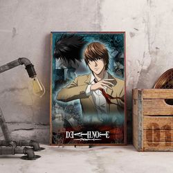 anime poster, death note poster, wall art, wall decor, prints, home decor, l vs. light a battle for the ages