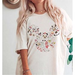 comfort colors mickey and friends christmas t-shirt, mickey ears christmas shirt, retro walt disney world shirt, vintage