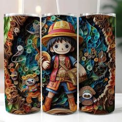 one piece straw hat pirate skinny tumbler, wrap instant 20oz skinny tumbler, sublimation straight 30oz skinny tumbler