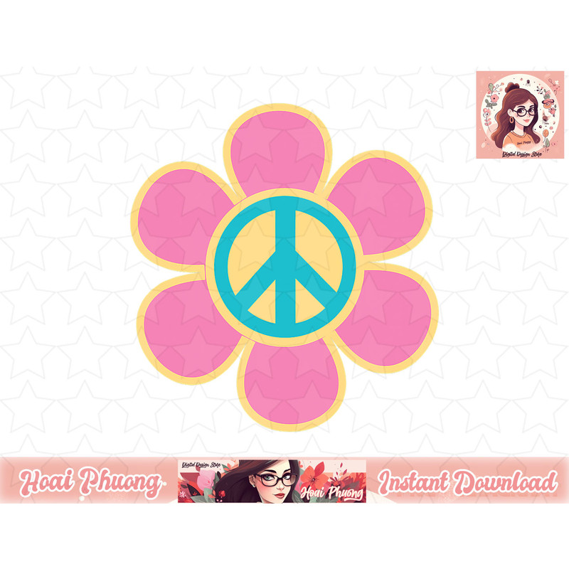 Peace Sign Bright Colorful Flowers 60 s 70 s Hippie Costume png, instant download.jpg