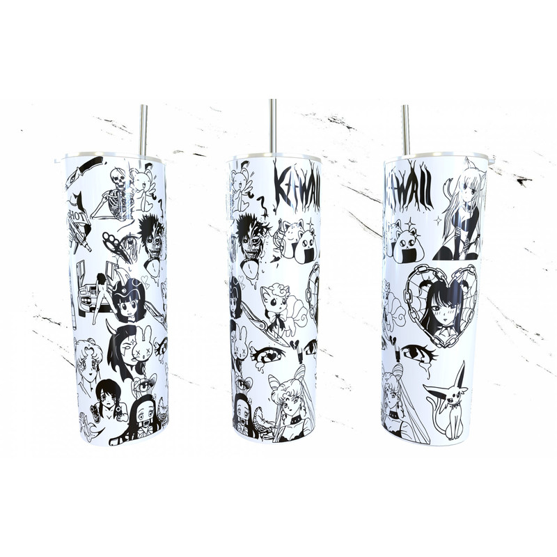Straight 20 oz skinny tumbler anime sublimation design manga panel design manga collage wallpaper 300 dpi ready print Anime wrap-4.jpg