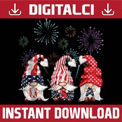 patriotic three gnomes firework independence day 4th of july png, 4th of july png, american gnome firework png, digital