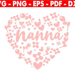 nanna floral heart svg, mama svg, mammy svg, mammy birthday, mother's day shirt svg, cricut and silhouette