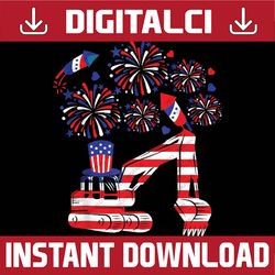 excavator american flag fireworks 4th of july lover png, usa flag png, american flag png, digital download