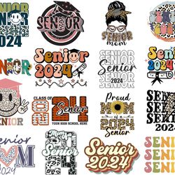 senior 2024 svg png bundle graduation class of 2024 proud senior mom twenty twenty three smiley face graduation