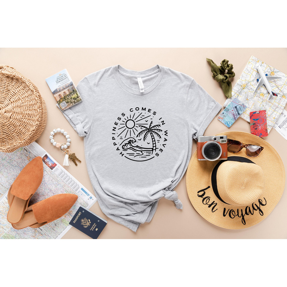 Happiness Comes in Waves Shirt, Ocean T-Shirt, Summer Vacation Tee, Summer Trip Shirt, Surf Lover Shirt, Wave Lover Shirt, Beach Vibes Shirt - 1.jpg