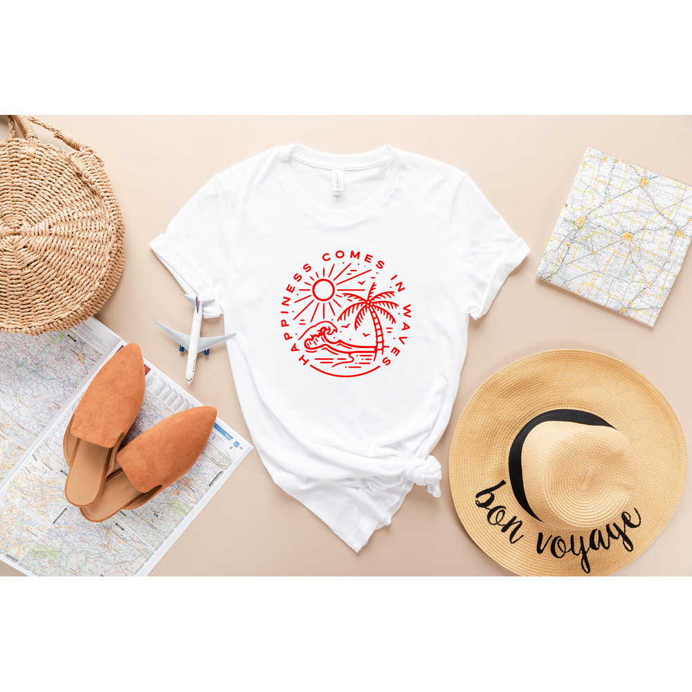 Happiness Comes in Waves Shirt, Ocean T-Shirt, Summer Vacation Tee, Summer Trip Shirt, Surf Lover Shirt, Wave Lover Shirt, Beach Vibes Shirt - 2.jpg