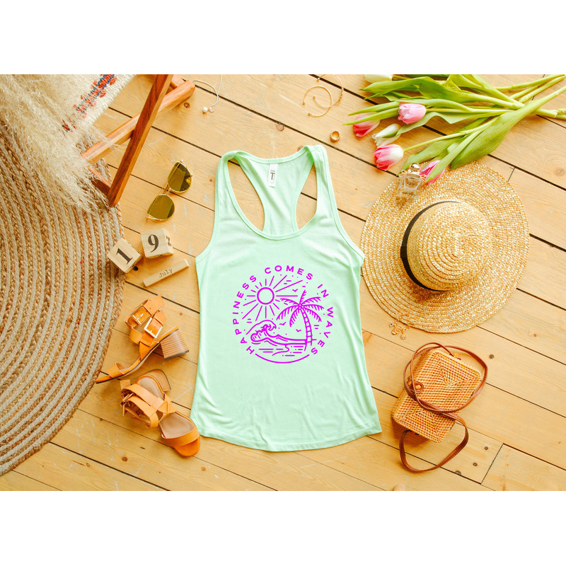 Happiness Comes in Waves Shirt, Ocean T-Shirt, Summer Vacation Tee, Summer Trip Shirt, Surf Lover Shirt, Wave Lover Shirt, Beach Vibes Shirt - 4.jpg