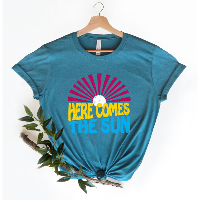 Here Comes The Sun Shirt, Summer Shirt, Retro Summer Shirt, Vacation Shirt, Beach Shirt, Summer Vibe Shirt, Beach Vacation Shirt, Sea Shirt - 3.jpg