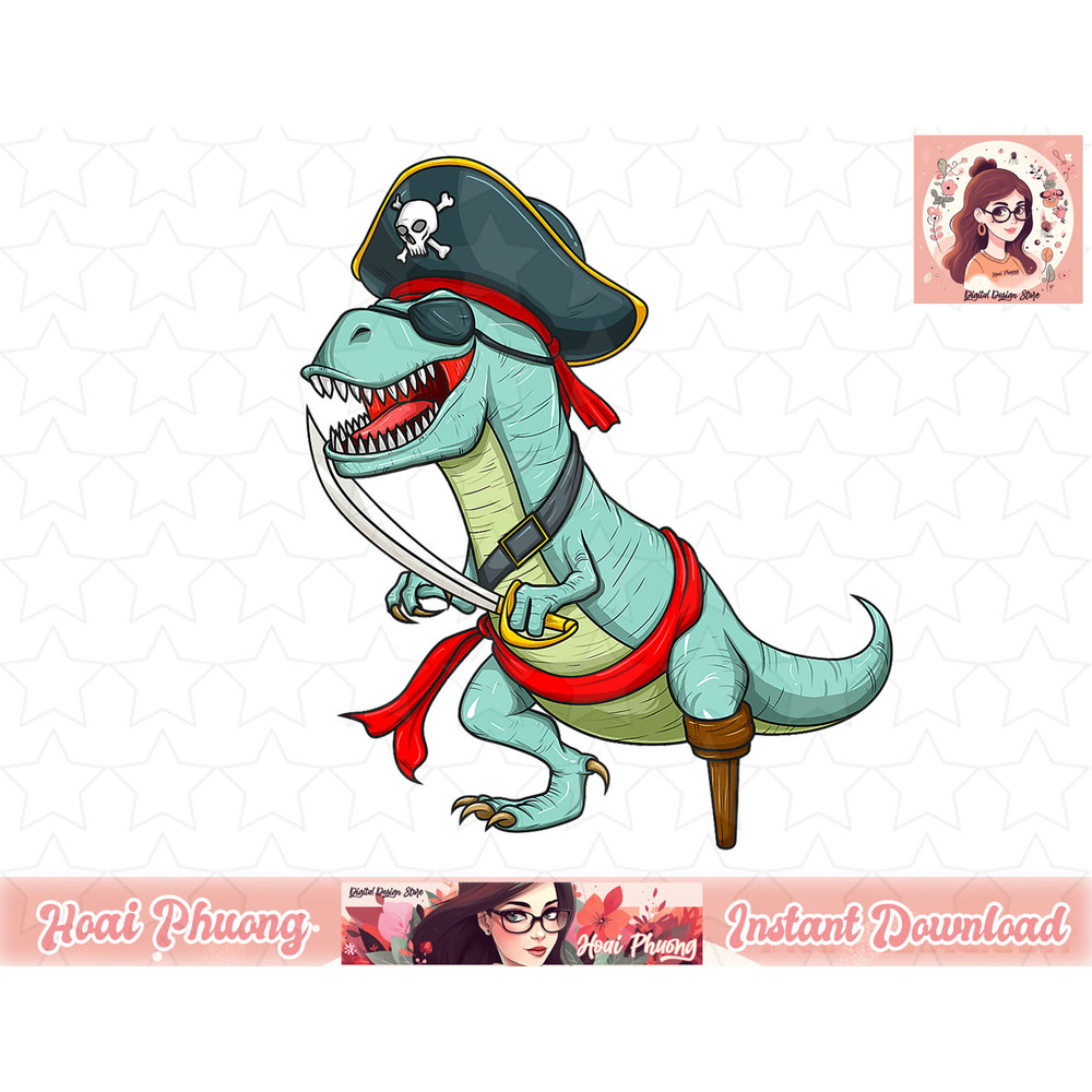 Pirate Dinosaur T Rex Funny Tyrannosaurus Halloween Costume png, instant download.jpg