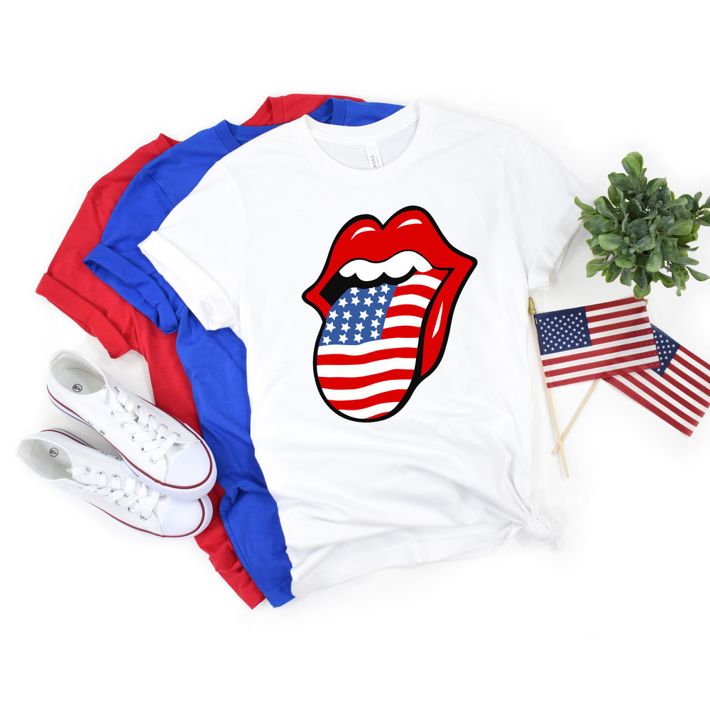 USA Rolling Tongue Shirt, Red White and Blue Tongue T-Shirt, 4th Of July Shirt, Tongue Shirt, Independence Day Shirt, Patriotic Family Shirt - 2.jpg