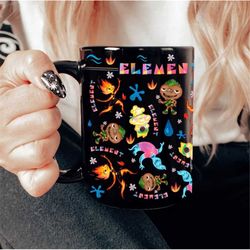 disney elemental 2023 mug, disney pixar elemental movie matching mug, ember wade clod grale, disney elemental characters