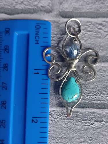 Copper pendant -'Lily'. Gift for a girl.Pendant with a stone.