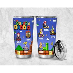 funny super dad tumbler, personalized 20 oz super daddio tumbler, fathers day super daddio cup, gamer dad gift, dad gift