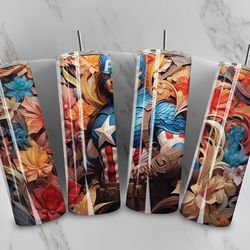 3d captain america tumbler sublimation design, 20 oz skinny tumbler design, 3d movie character tumbler design png, png c
