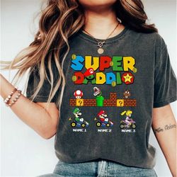 personalized super daddio shirt, funny gamer dad kid shirt, daddy and me family shirt, super mario father's day shirt, g