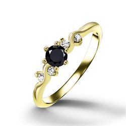Black Onyx Ring - December Birthstone - Delicate Ring - Gold Ring - Gemstone Ring - Black Stone Ring - Stacking Ring