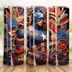 3d floral hero 20 oz skinny tumbler design, movie character tumbler design template for sublimation, tumbler wrap png, d