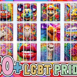3d 20 oz lgbt tumbler design bundle, colorful 20 oz tumbler design template for sublimation, pride month templates png,