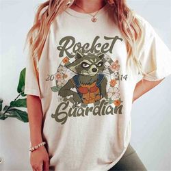 floral rocket racoon guardians of the galaxy shirt, marvel shirt, disneyland disneyworld trip, guardians of the galaxy v