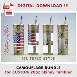 4 Seamless Military Patterns - CUSTOM 20oz SKINNY TUMBLER - Full Tumbler Wrap